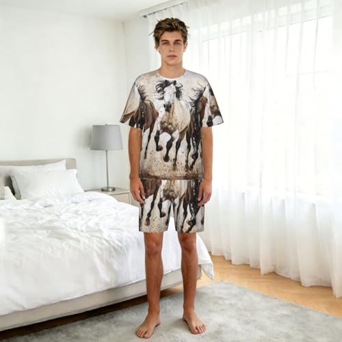 Pyjama 2 pièces homme avec imprimé artistique original - Ensemble de nuit fluide - 3
