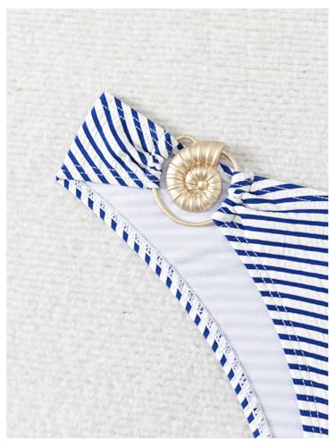 Women's 2 Piece Strapless Striped Bikini Sets Tie Backless Bandeau Bra Bathing Suit Boho Swimsuit4