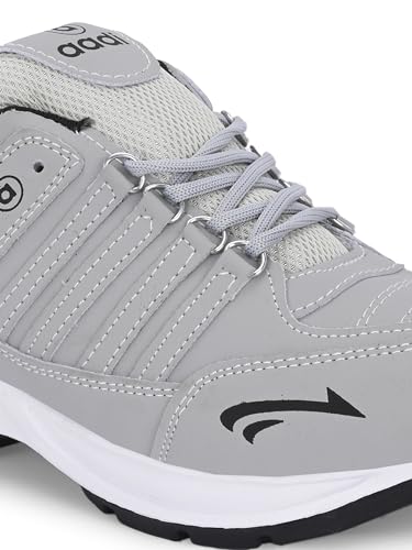 Image of AADI Men's Grey Synthetic Leather Comfortable Lightweight Outdoor Lace Up Running, Walking & Gym Casual Sports Shoes