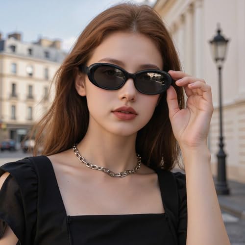 Oval Trendy Sunglasses Womens - 90s Vintage Small Oval Shades, Fashion Sunglasses UV Protection4