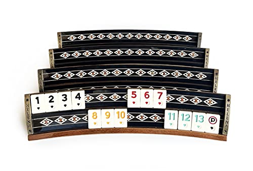 Juego Rummi artesanal con tablero de madera natural miniatura 6