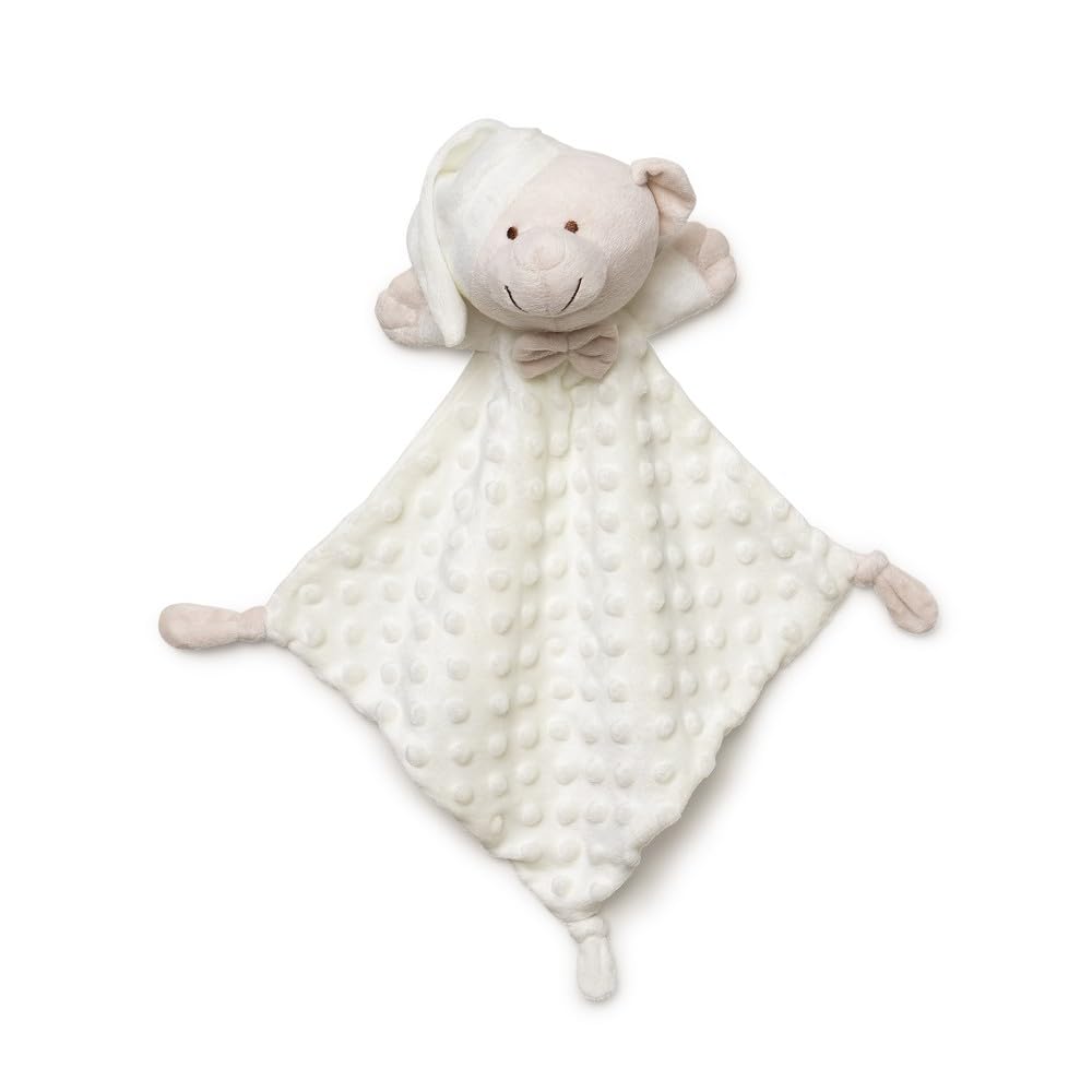 Interbaby Couverture+ Doudou Bébé | Couverture Bébé Naissance Bulles 80x110cm + Peluche Ourson 28x17cm | Cadeau Naissance Fille & Garçon en Coffret | Bulles + Ourson Beige