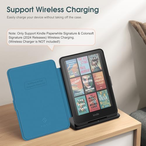 Image of Fintie Case for 7 inch All-New Kindle Paperwhite (12th Generation, 2024) and Kindle Colorsoft Signature Edition - Slim Lightweight Shell PU Leather Protective Cover with Auto Sleep /Wake, Blue Ocean