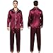 ShuiGod-Men's Silky Satin Pajama Set Pajamas Striped Long Pajamas-Wine Red-M