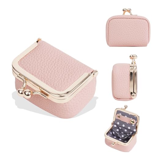 Image of Ring Box Organizer, Portable Mini Jewellery Storage Box with Secure Lock, Travel Jewelry Case for Earrings and Necklaces, Elegant Pink PU Jewelry Organizer Box