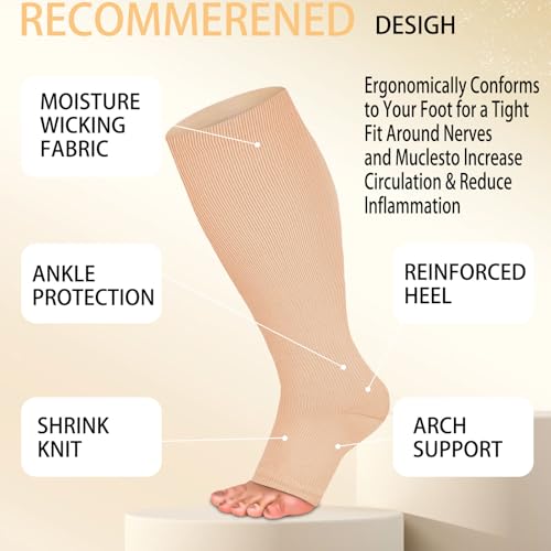 4 Pairs Open Toe Plus Size Compression Socks for Women and Men Wide Calf Extra Large for Circulation Support4