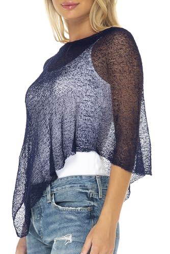 Image of SHU-SHI Womens Sheer Knit Poncho Shrug Lightweight Cover Up One Size Fits Most