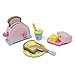 Luptons - Set di tostapane per bambini, in legno, per giocare a ruolo, per bambine di 3 anni, 14 pezzi, con piatto per burro e marmellata, colore: Rosa