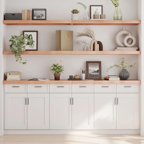LLEZKBR Furniture Select-Estante de pared marrón claro, 220 x 30 x (2-6) cm, roble macizo tratado
