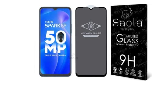 Image of Saola Ultra Privacy Tempered Glass For Tecno Spark 8P (PACK OF 1) with Free Installation Kit. (In-Screen FingerPrint Lock will not work with the Privacy Guard because of it's Spy Coating) - 6.6 inch
