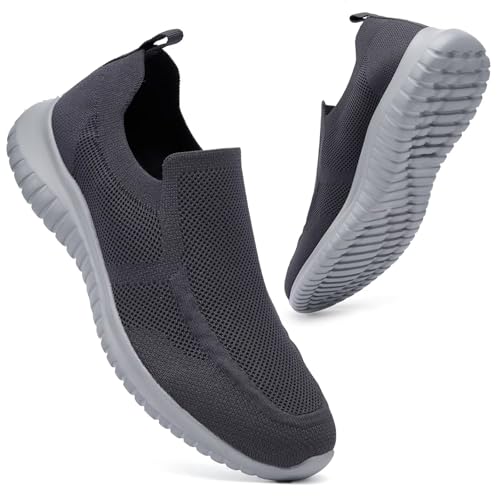 Image of konhill Men's Slip On Walking Shoes Lightweight Breathable Knit Tennis Sneakers Comfortable Casual Athletic Work Shoes for Gym Travel