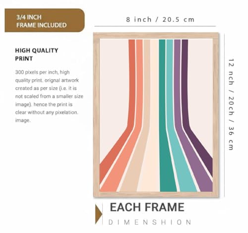 Image of BLINKART Rainbow Arch Aesthetic Modern Art Walls With Frame | Natural Wood Texture | Living Room Bedroom Office Wall Decoration | Poster Home Decor Frames Wall Bedroom | 12x8 Inches (D72)