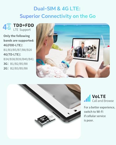 Image of ODEA Android Tablet 11 Inch, Tablets 256GB Storage, 1920x1200 FHD Display, 4G LTE, 8000mAh, Octa-Core, Widevine L1, 5G WiFi, 13MP+8MP, GPS, Face Unlock, OTG[2025]