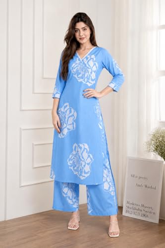 Image of Celary Women's Kurtas & Kurtis|Printed Straight Kurti with Palazzo Pants|Ethnic Kurti Set for Woman|Casual Suit Set for Women with Size S to 3XL|Stylish Dress for Woman