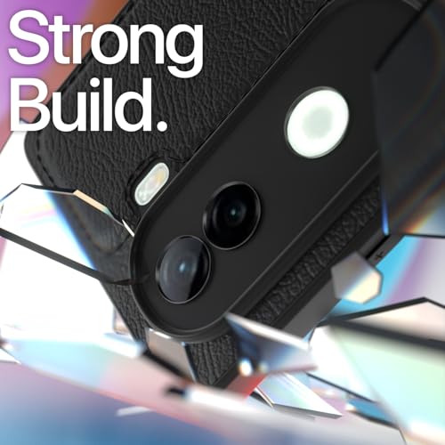 Image of Pikkme Back Cover| Flexible Pu Leather | Full Camera Protection | Raised Edges | Super Soft-Touch | Bumper Case for Vivo V40e / iQOO Z9s 5G (Black)