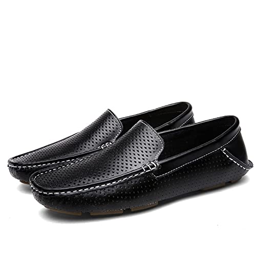 Mens Loafers Round Toe Moccasins Shoes Simple Leather Flexible Anti-Slip Resistant Classic Slip On