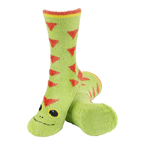 BambooMN Paire de chaussettes d'hiver super douces et chaudes antidérapantes en forme d'animal mignon, 19 Gecko, S Cover