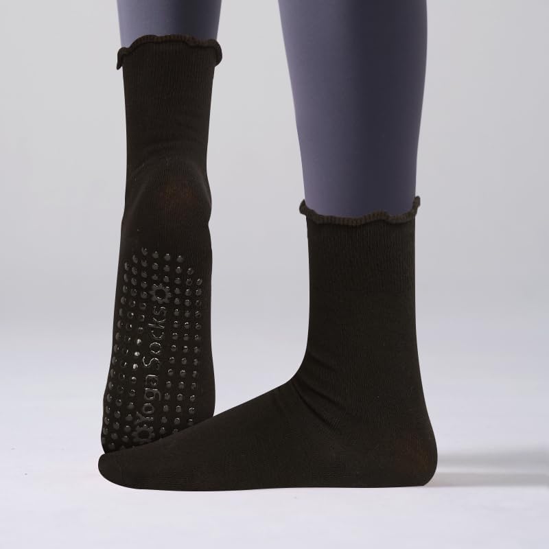 Benefeet Sox Pilates Socks Women Non-Slip Grip Ruffle Frilly Yoga Socks Slipper Sock for Barre Hospital Workout 5/6 Pair - Image 5