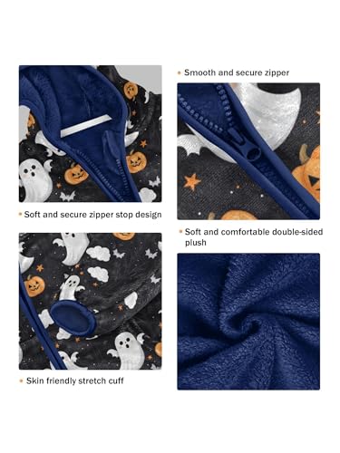 Halloween Cute Ghosts Pumpkins Girls Fleece Jacket Girls Fall Jacket Boys Coats Zip Up Hoodie Children Outerwear 2-10T3