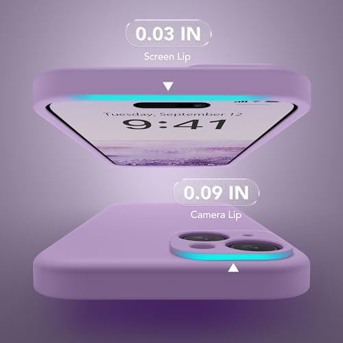 Image of Magnetic for iPhone 15 Case, Compatible with MagSafe, [Screen Protector + Full Camera Protection], Silicone Shockproof Anti-Scratch Protective Phone Case for iPhone 15 6.1 inch, Light Purple