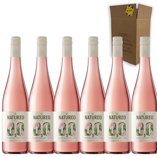 Natureo Rosado 0,0 | Vino Rosado Sin Alcohol | Fresco, Afrutado y Suave | Ideal para Aperitivos y Platos Ligeros | Alternativa Saludable con Menos de 0,0% Alcohol | Pack 6 Botellas 75cl
