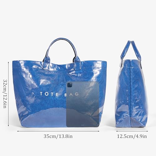 Image of PVC Tote Bag for Women Waterproof Plastic Jelly Tote Letter Print Hobo Handbag for Travel, Gift