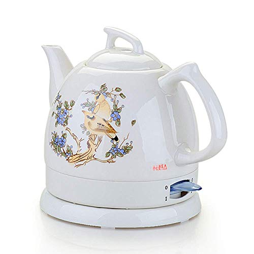 Hervidores - Tetera eléctrica blanca inalámbrica de cerámica - Jarra retro de 1.0L, 1000W Hierve agua rápidamente para té, café, sopa, avena - Base extraíble, Protección para hervir en seco, Coci