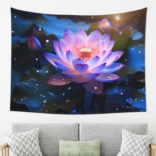 Tenture fleur de lotus décoration murale grand format pour créer un salon cocooning