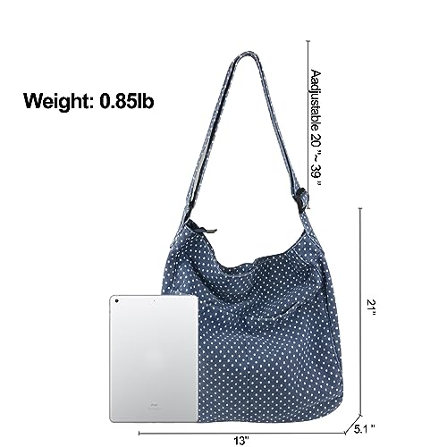 Image of Canvas Hobo Crossbody Shoulder Tote Bag for Women and Men W /Multi-pocket Casual Purse Messenger Bags Travel Work