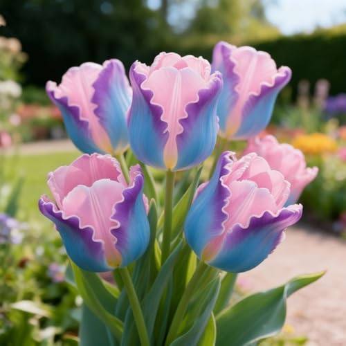 Tulpen zum Anpflanzen&winterhart mehrjährig Tulpen&Schnelles Wachstum&Lange Blütezeit/Hochwertig/gemischt selten ausgewählt-4Rhizome-I