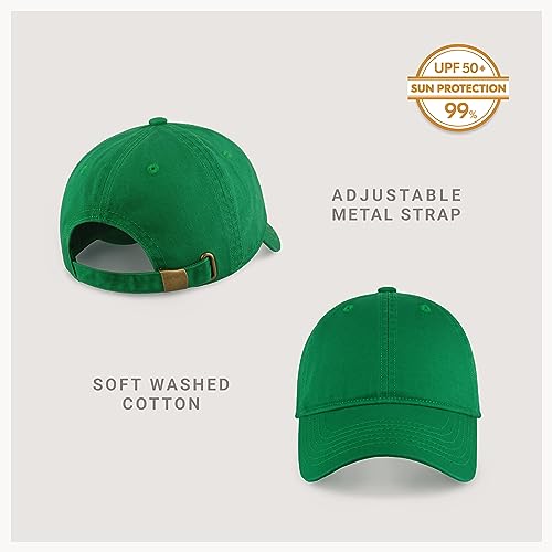 CHOK.LIDS Everyday Premium Dad Hat Unisex Cotton Baseball Cap for Men and Women Adjustable Lightweight Polo Style Curved Brim (Kelly Green)