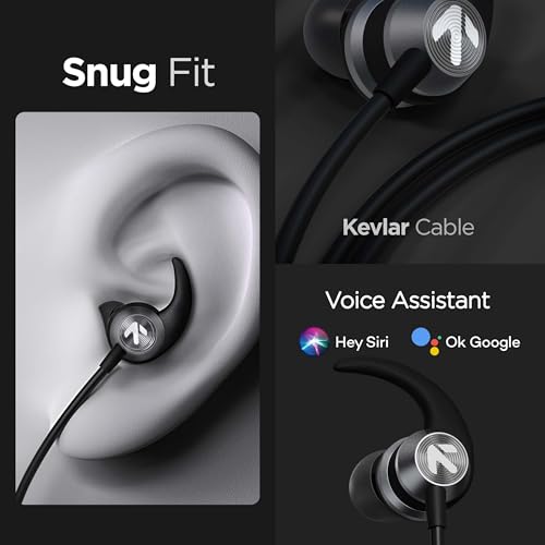 GOBOULT BassBuds X1 in-Ear Wired Earphones with 10mm Extra Bass Driver and HD Sound with mic (Black)