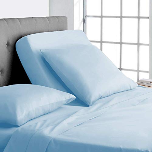 1000 Thread Count Half Split Sheets Sets for Adjustable Beds -Top Split Head Sheets Set -Split Head Flex Top Sheet Sets Only 34 Split from Top Light Blue (King-34 Split)