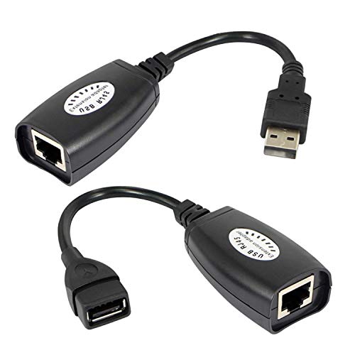 Apoi USB Over RJ45,USB Extender RJ45 Cat Extension Cable USB 2.0 to RJ45 LAN Extension Adapter Over Cat5 Cat5e Cat6 Cable Connector Adapter Kit