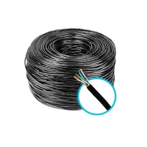 Cabo De Rede 4 Pares Cat5e Preto Cftv Utp RJ45 Trançado Internet 100 Metros Net Rolo