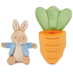 Gund beatrix potter 2 in 1 peter rabbit with carrot plush playset bunny stuffed animal for ages 1 and up orangeblue 7  urban country home decor