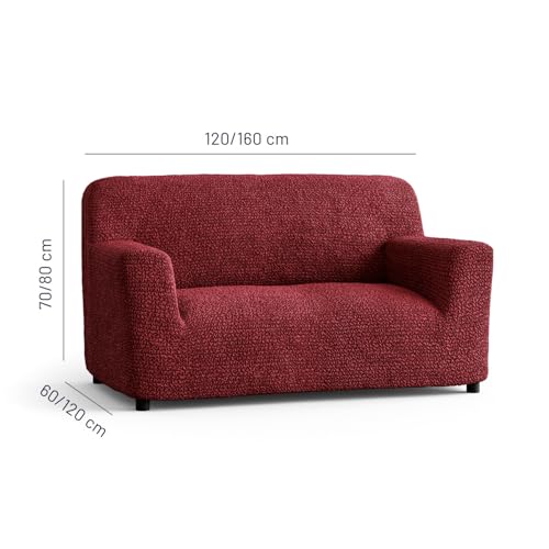 Image of Bellissima Sofa Covers - Premium Luxury Microfibra Plain Stretchable Sofa Cover 2 Seater Fully Covered Slipcover, Imported from Italy (Bordeaux)