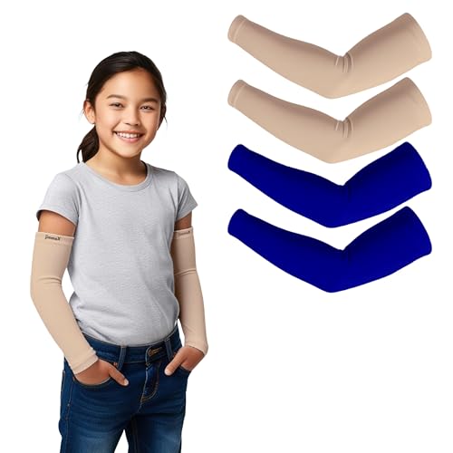 Image of Kids Arm Sleeves - Protective Arm Covers for Boys & Girls, Ages 5-13, UV Sun Protection, Perfect for Sports, Cycling, Running, and Outdoor Activities