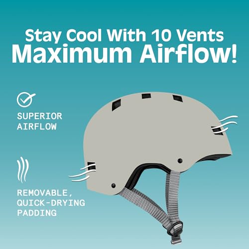 Image of Retrospec Dakota Adult & Youth Bike Helmet - Multi-Sport Protection with ABS Shell, EPS Foam, 10 Vents & Removable Washable Padding for BMX, Skating, and Scooter