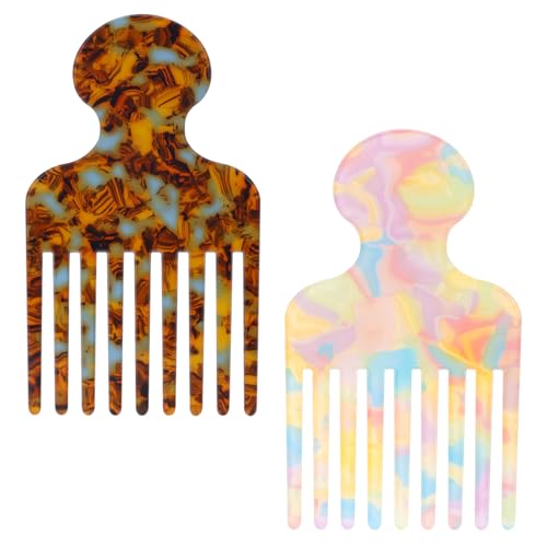 Peine de dientes anchos para cabello rizado, 2 piezas miniatura 1