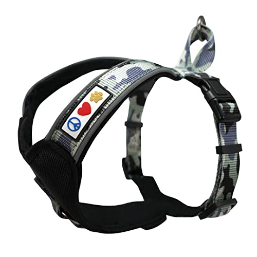 Pawtitas Reflective Dog Harness - Padded for Comfort & Control, Great for Walks or Running - S, Grey