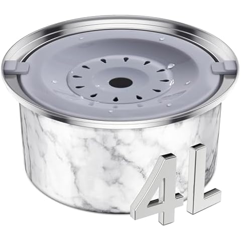 Smartoo 4L No Spill Dog Water Bowl - 136oz Large Capacity Stainless Steel No Drip Slow Water Feeder Dogs Bowl - Spill Proof Vehicle Carried Travel Dog Water Dispenser for Messy Drinkers Cover