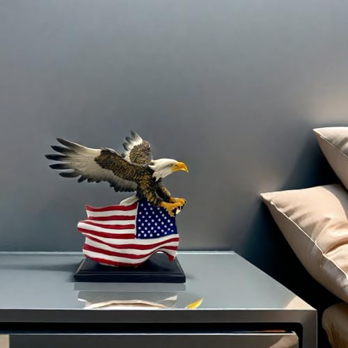 Estatua de Águila Calva con Bandera Americana 7.9x5.9x9 in miniatura 5