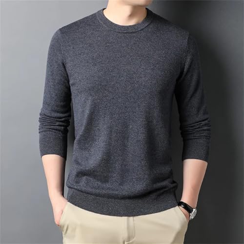 Men's Thin Wool Round Neck Sweater - Fashionable Solid Color Sweater for Male.4