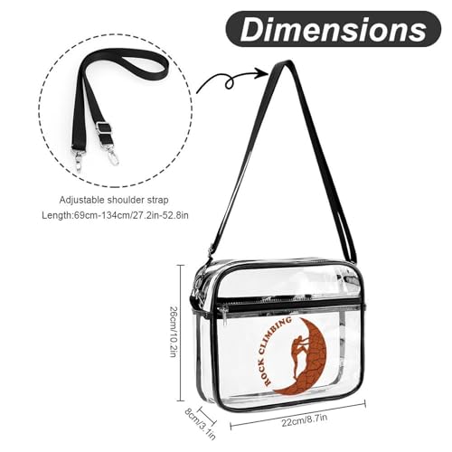 Rock Climbing Large Clear Stadium Bag Clear Mini Messenger Bags with 2 Compartments Crossbody Bag2