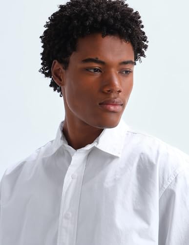 Image of Flying Machine Men's Oversized Fit Shirt | Solid | Long Sleeves | Shirt for Man