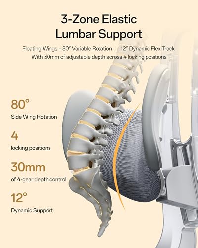 Image of Hbada E3 Air 2026 Ergonomic Office Chair, 3-Zone Lumbar Support, Comfy Home Office Chair with Auto Recline, 4D Headrest & Armrests, 140 Tilt for Work & Relax, Grey with Footrest