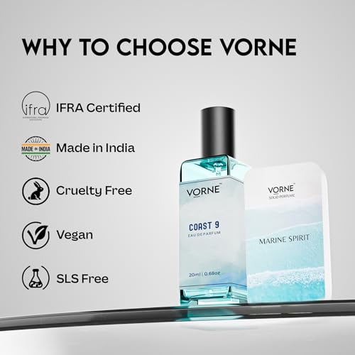 Image of VORNE solid perfume for man 12g & Eau De Parfum for men 20ml | Marine Spirit & Coast 9 | Gift Set for Men | Strong Long-Lasting perfume for men Fresh Aquatic fragrance | Ideal for daily use | Pack of 2