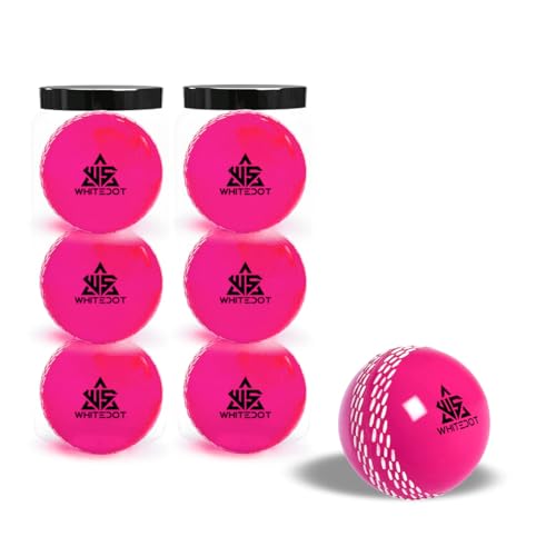 Image of Whitedot Synthetic Rubber Practice Cricket Ball /Wind Balls (90 GMS) for - Indoor & Outdoor Street & Beach Cricket (Pack of 6) (Pink)