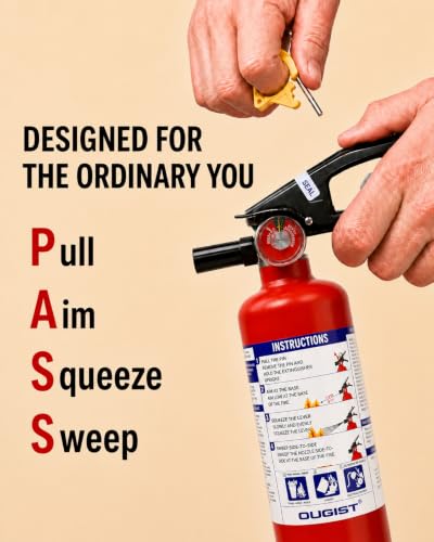 Image of Ougist Fire Extinguisher for Home & Vehicle, 1-A:10-B:C, FF1KG 2.5lb 6 Pack | Dry Chemical Extinguisher Set for Small Home, Car, Garage and Boat Fires with Quick-Release Handle and Compact Storage